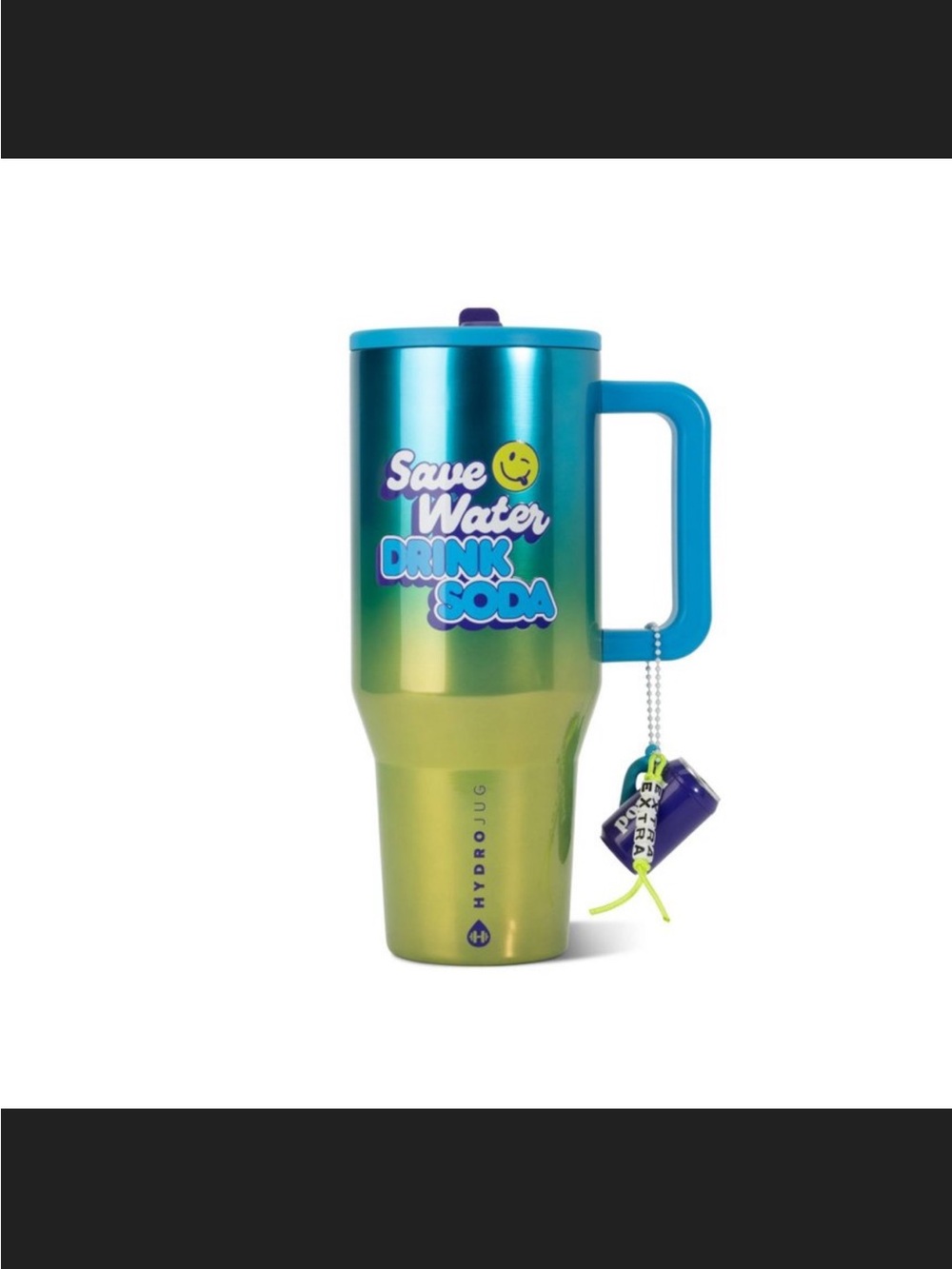 HydroJug POPPI Blue and Green Insulated Travel Mug with Handle